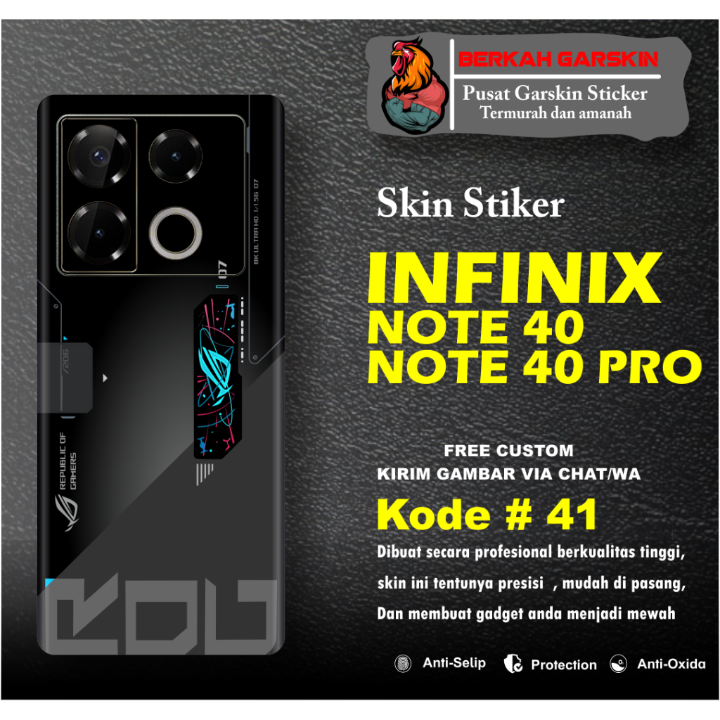 [ISI 2 PCS] Garskin Stiker INFINIX NOTE 40 - 40 PRO Motif # 41 - 45 Bisa Request Gambar