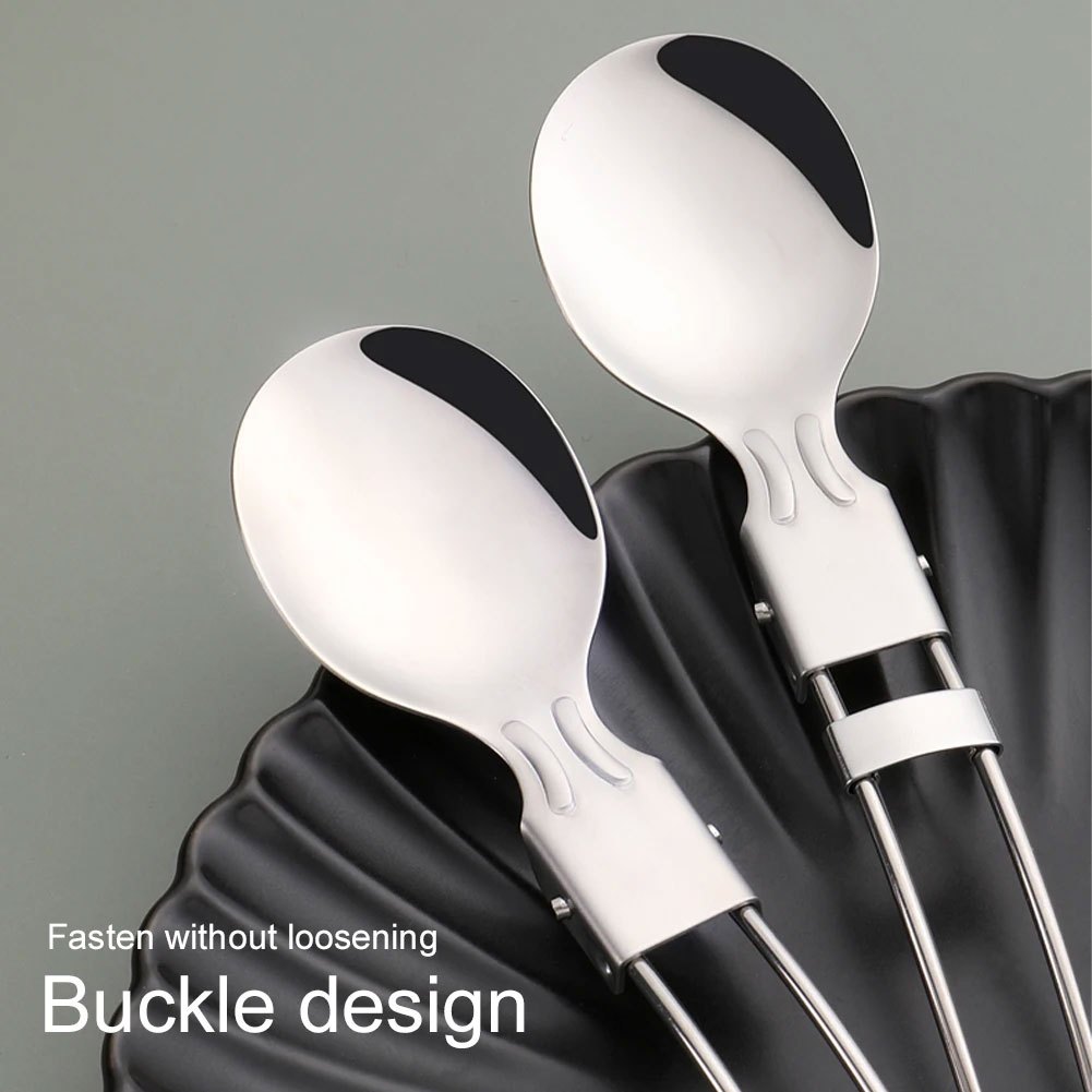 Alat Makan Lipat * Sendok Garpu Pisau Stainless Steel * Portable Travel Outdoor Camping-3