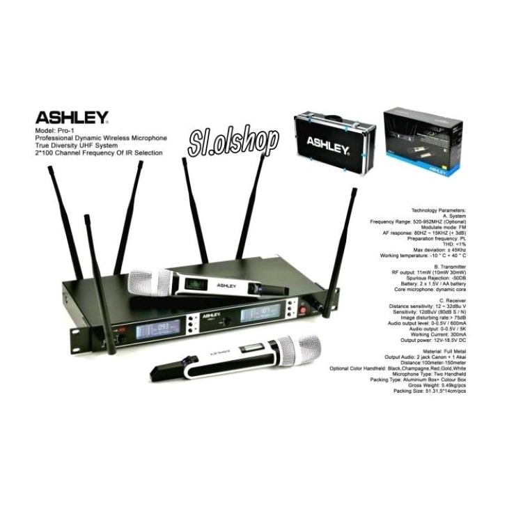 Mic Wireless ASHLEY PRO 1/Microphone ASHLEY PRO 1 /Bisa Ubah Fequency/Original