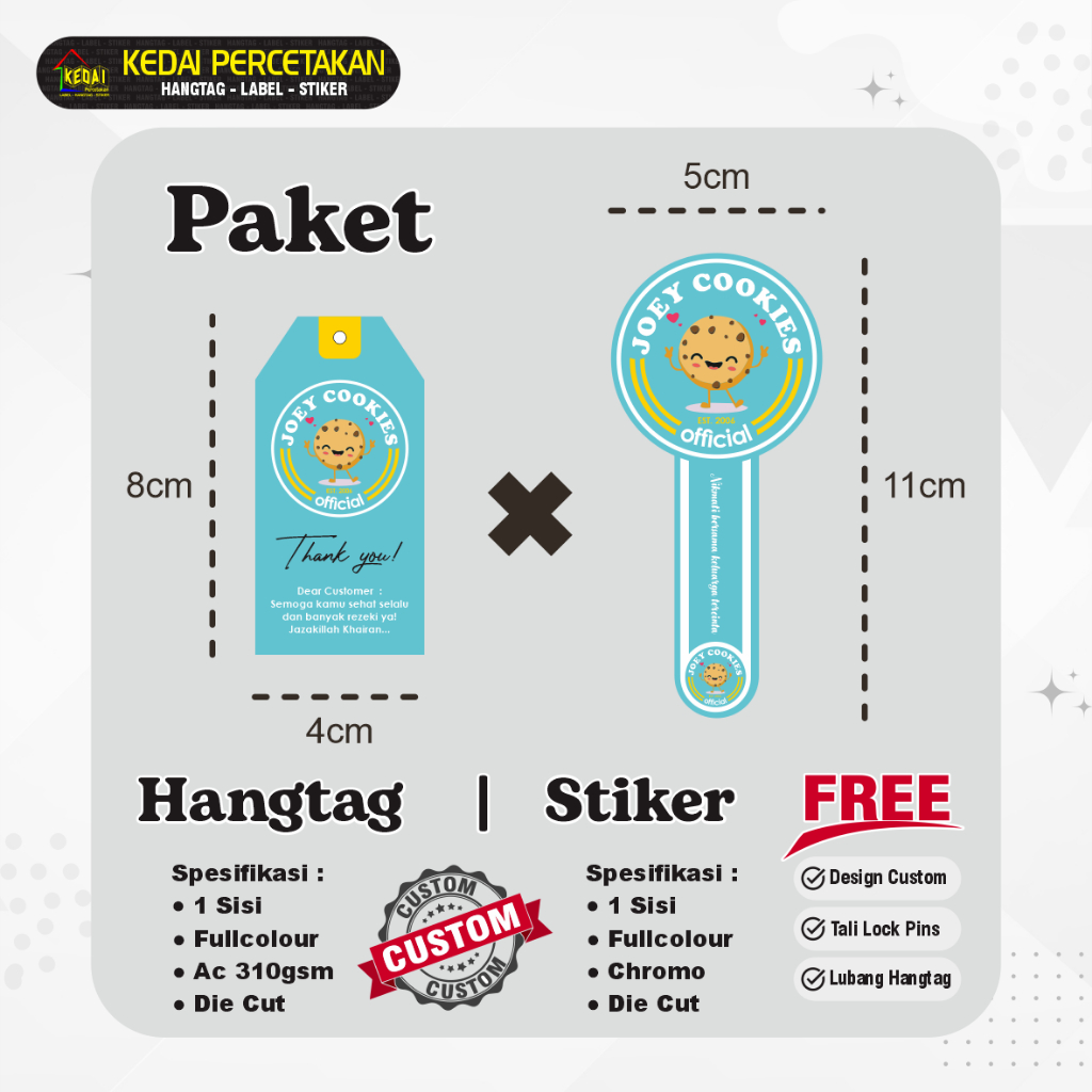 

PAKET 100 Pcs | Hangtag + Stiker JOEY COOKIES OFFICIAL hang tag baju bonus tali price tag hangtag / label harga pakaian / name tag hantag / hang tag custom hantag handtag label baju lebel baju
