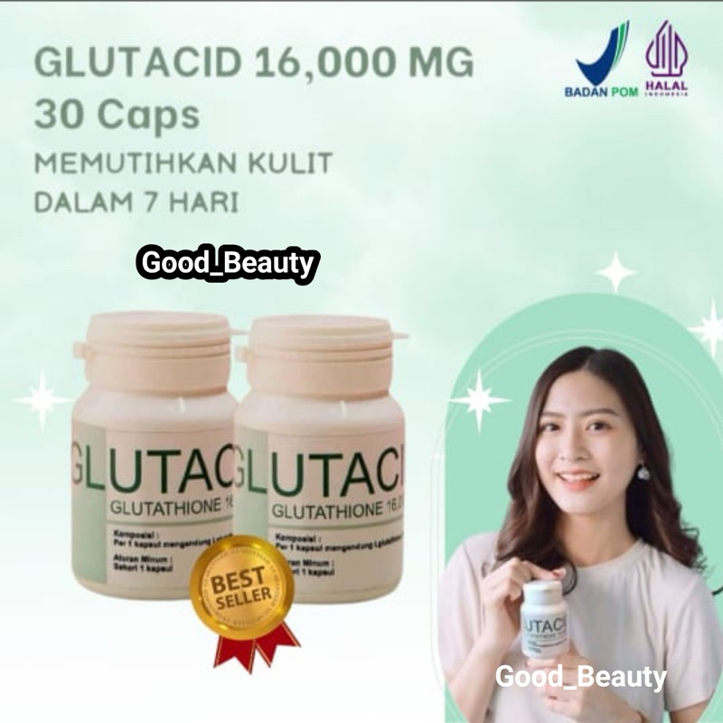 (Siap Kirim) Glutacid 16000 mg ori pemutih isi 30 BPOM | Glutacid Whitening Untuk Pemutih Badan Dan Wajah Permanen | Whitening Booster | Pemutih | Glutacid | Pemutih Badan Dijamin Ampuh