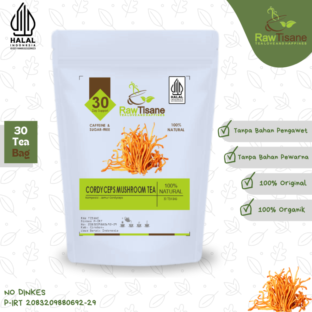 

RAW TISANE Cordyceps Mushroom Tea : Cordyceps Mushroom Flower Tea / Teh Celup Jamur Cordyceps 30 Tea Bag
