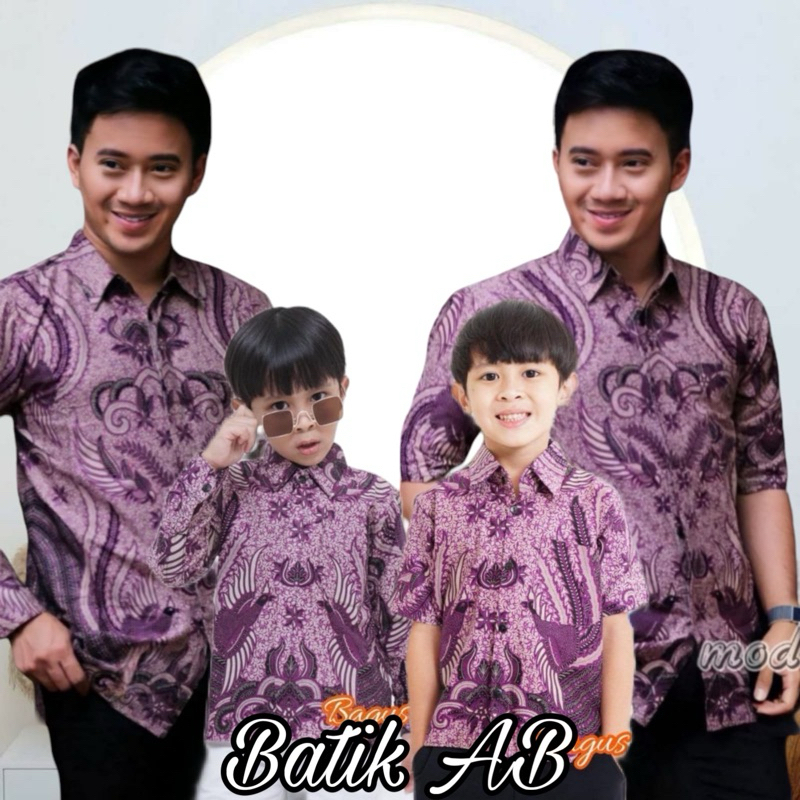 TERBARU Couple sweet || couple batik ayah dan anak cowok BATIK lilac Batik Ungu