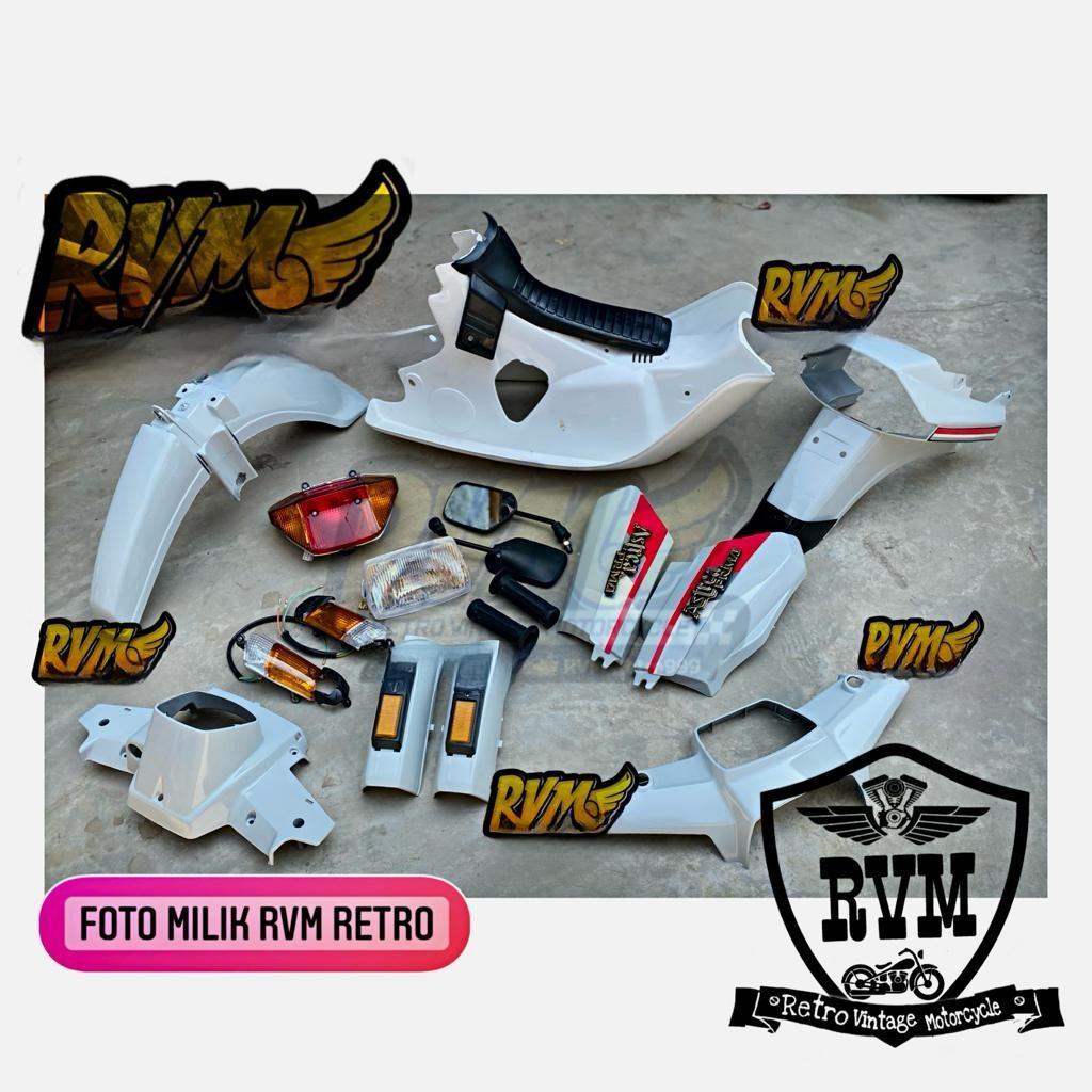 Paket Hemat Cover Body Fullset Honda Astrea prima full set warna putih set legshield body Astrea Pri