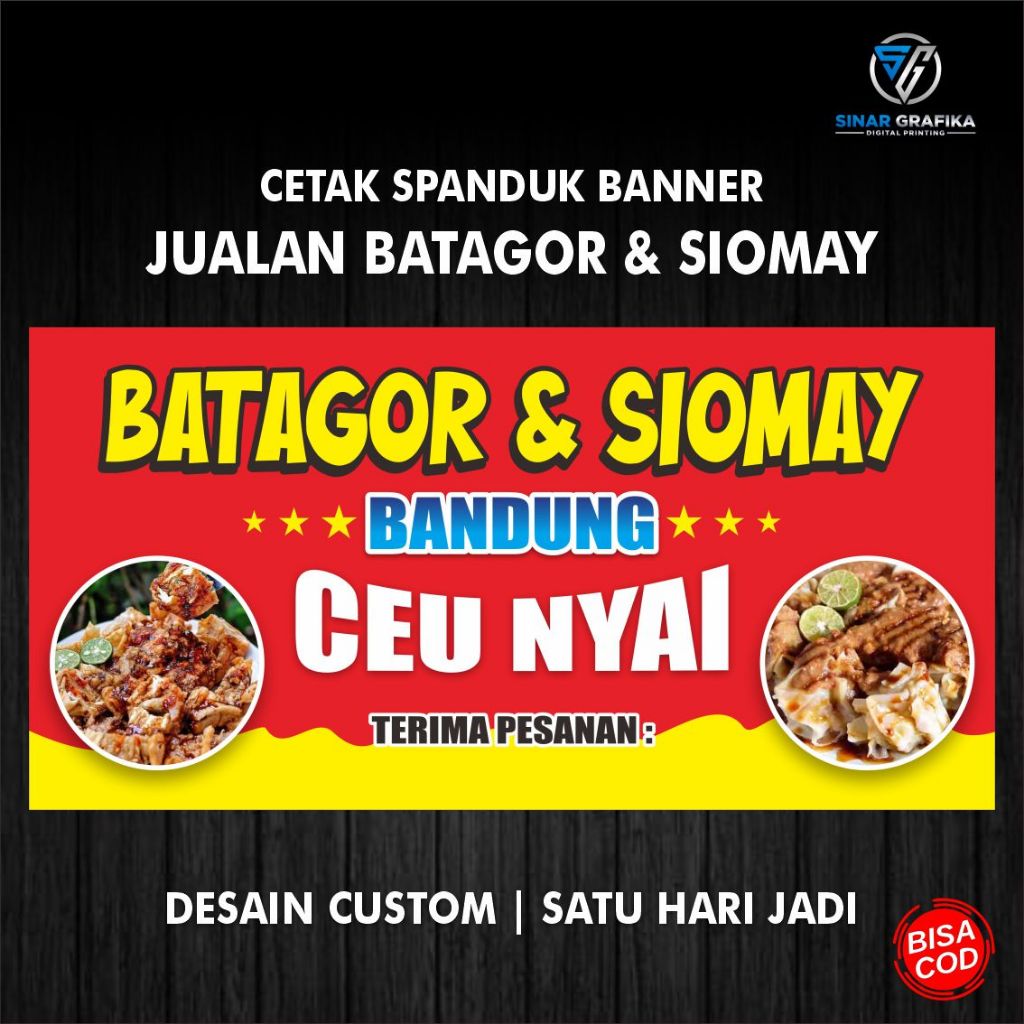 Spanduk Batagor unik, Banner Jualan Batagor Siomay | Bisa request desain & ukuran