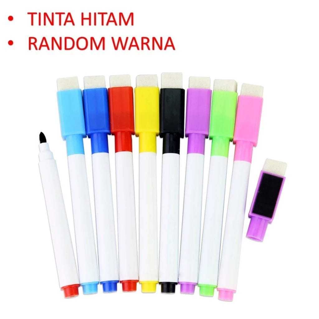 

[FAFAFA] Spidol Mini + Penghapus + Magnet Warna Hitam Biru Murah