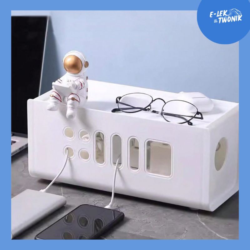 Kotak Organizer Kabel Charger Penutup Stop Kontak Multifungsi - White