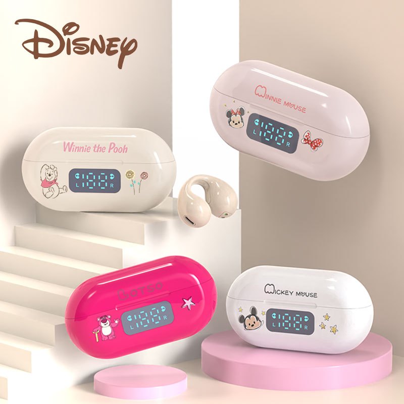 	 Disney H11 Ear-Clip Wireless Bluetooth Earphones HIFI Sound Smart Screen Noise Reduction Heavy Bass HD Voice Waterproof With Mic	