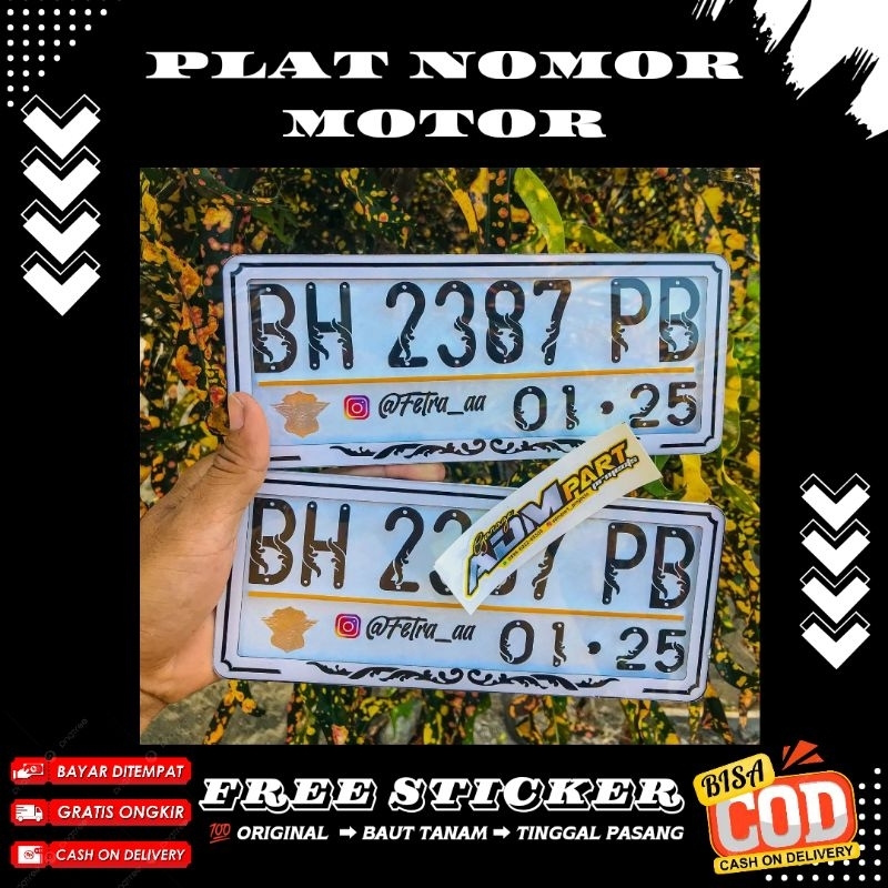 PLAT NOMOR MOTOR WARNA PUTIH//PLAT NOMOR MOTOR BAUT TANAM//PLAT NOMOR MOTOR MIKA AKRILIK//PLAT NOMOR