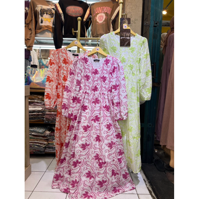 ENNYA - QIARA 03 MIDI DRESS DADA SMOK KATUN BORDIR PREMIUM BKK