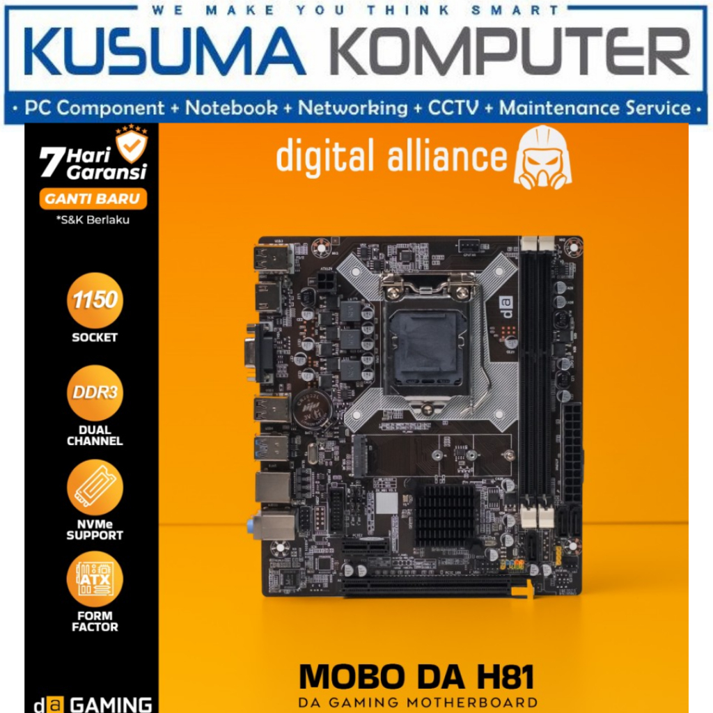 Digital Alliance DA H81 Motherboard Intel LGA 1150 DDR3 NVMe