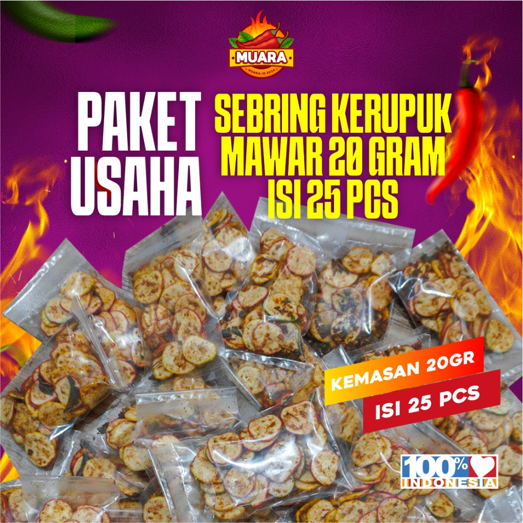 

PAKET USAHA SEBRING KERUPUK BAWANG KEMASASN 20GR ISI 25 PCS