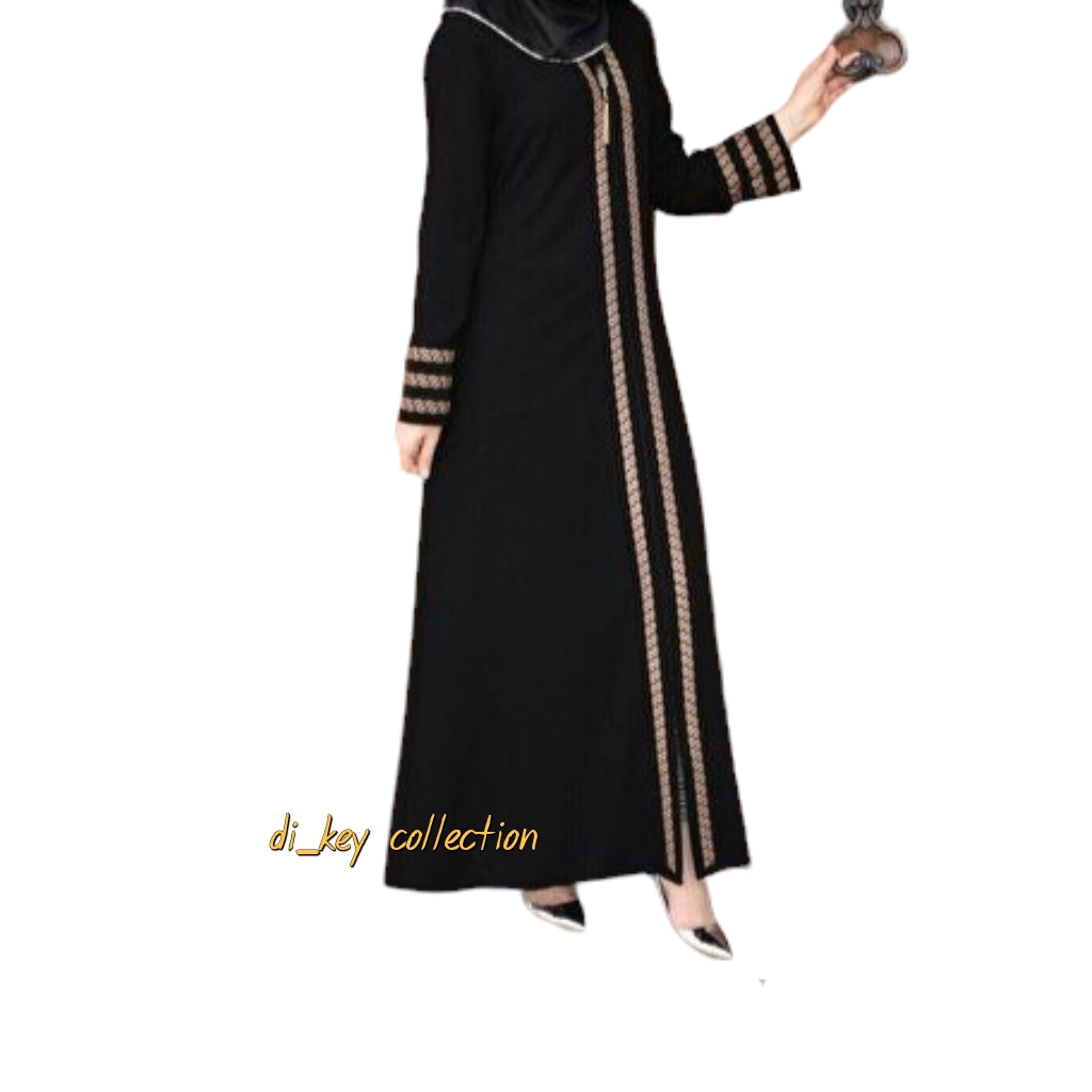 Gamis Couple Ibu Dan Anak Abaya Dubai Mix Renda Maxy Dress Abaya Hitam