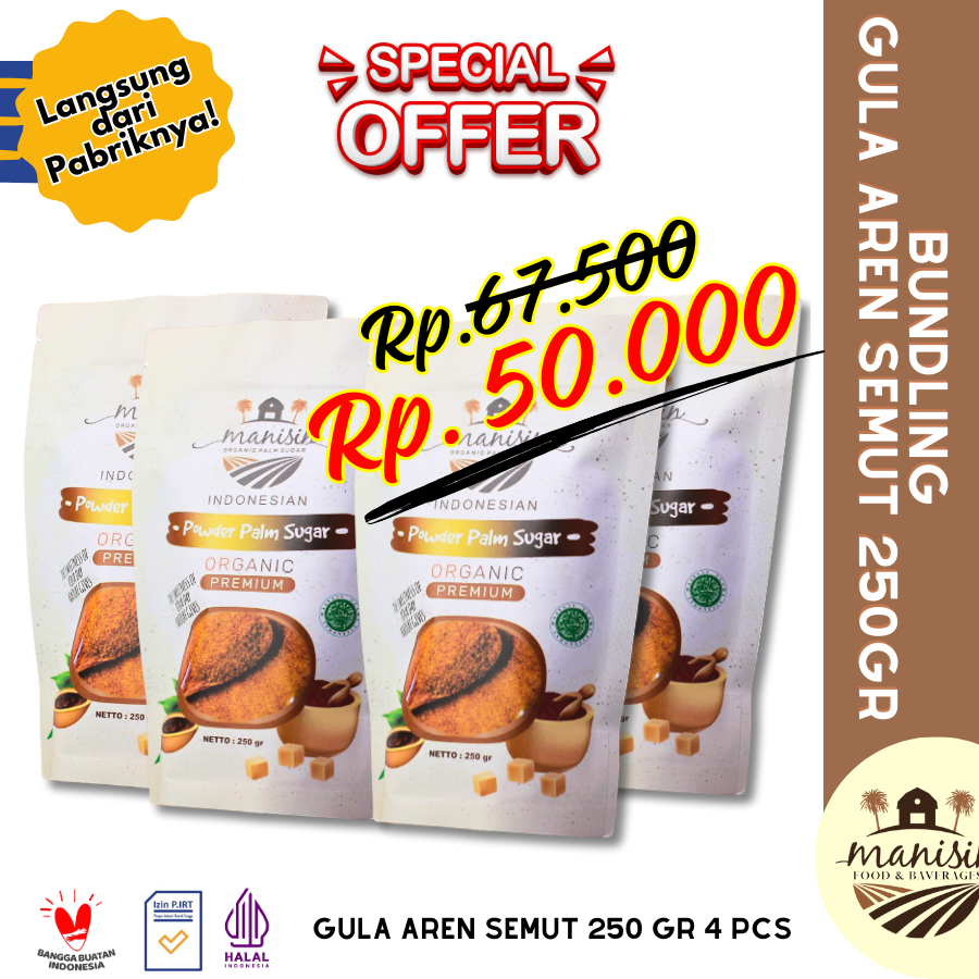 

Promo Bundling Manisin Gula Aren Semut Premium 250gr