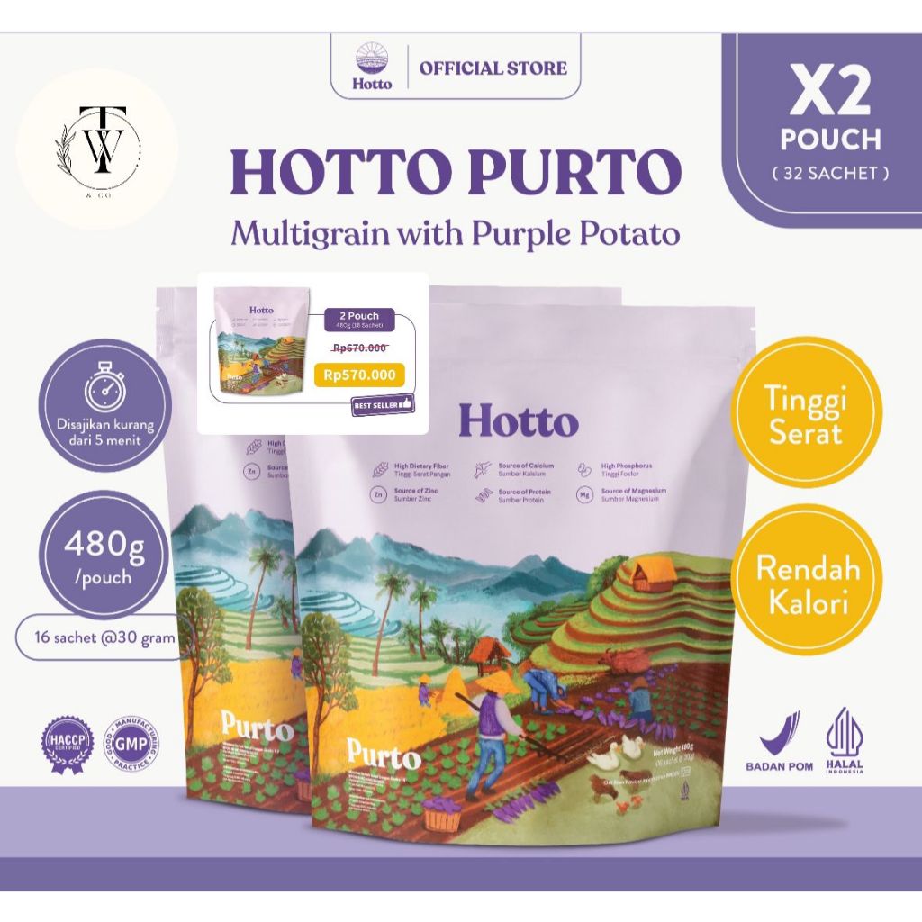 

Hotto Purto Multigrain with Purple Potato 2 Pouch (Total 32 sachet)