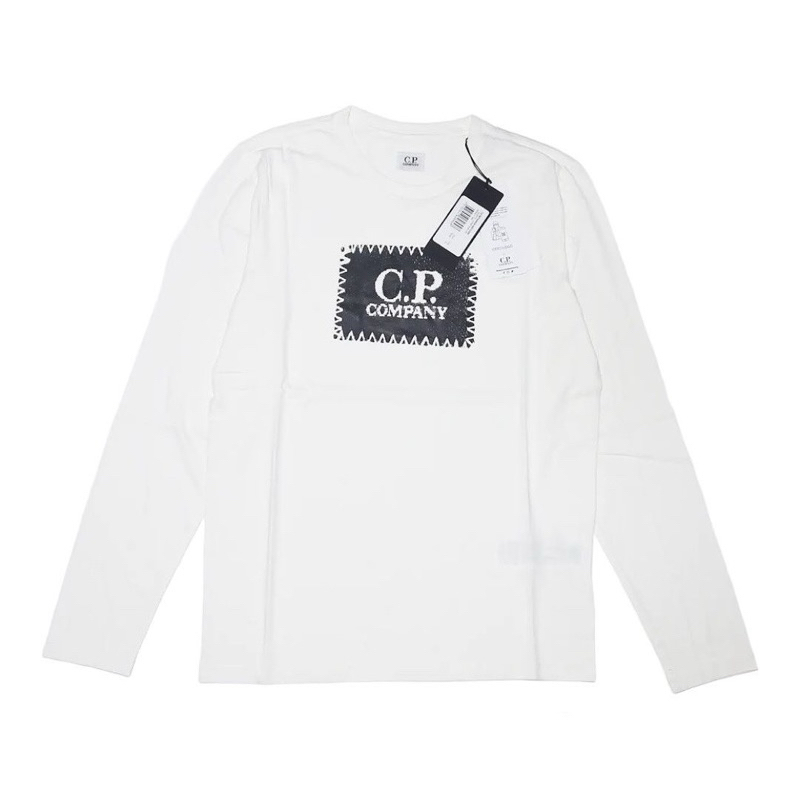 CP Company Long Sleeve Patch Logo T-Shirt white