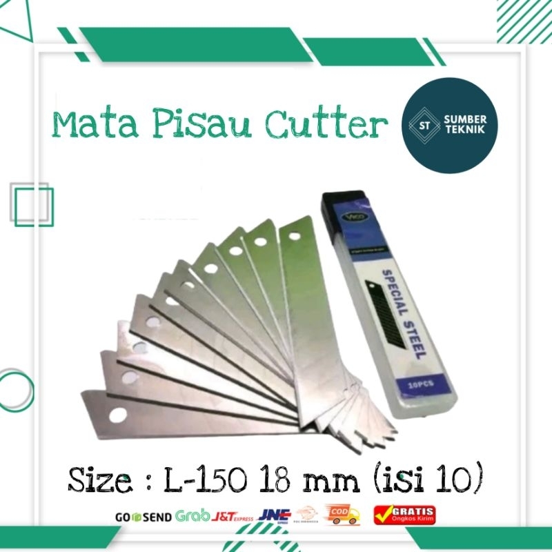 

Mata Isi Refill Pisau Cutter Besar Ukuran L 150 18 mm isi 10 Pcs