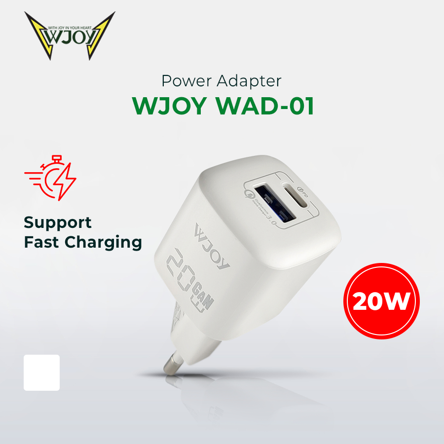 WJOY WAD-01 20W USB A dan Type C Kepala Charger Super Fast Charging Adaptor
