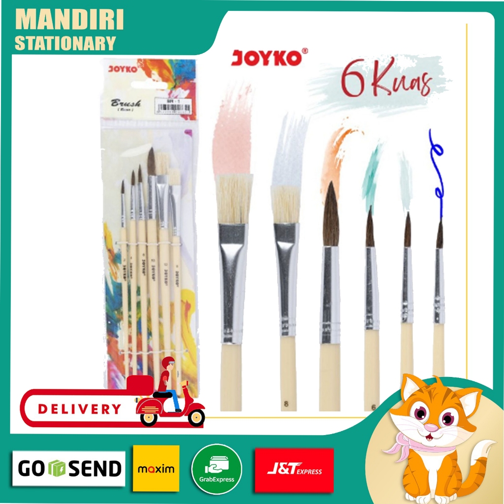 

Joyko Kuas Joyko BR-1 Isi 6 Kuas Lukis Cat Air Nail Art Brush Set 6 BR - 1 Peralatan Seni Melukis
