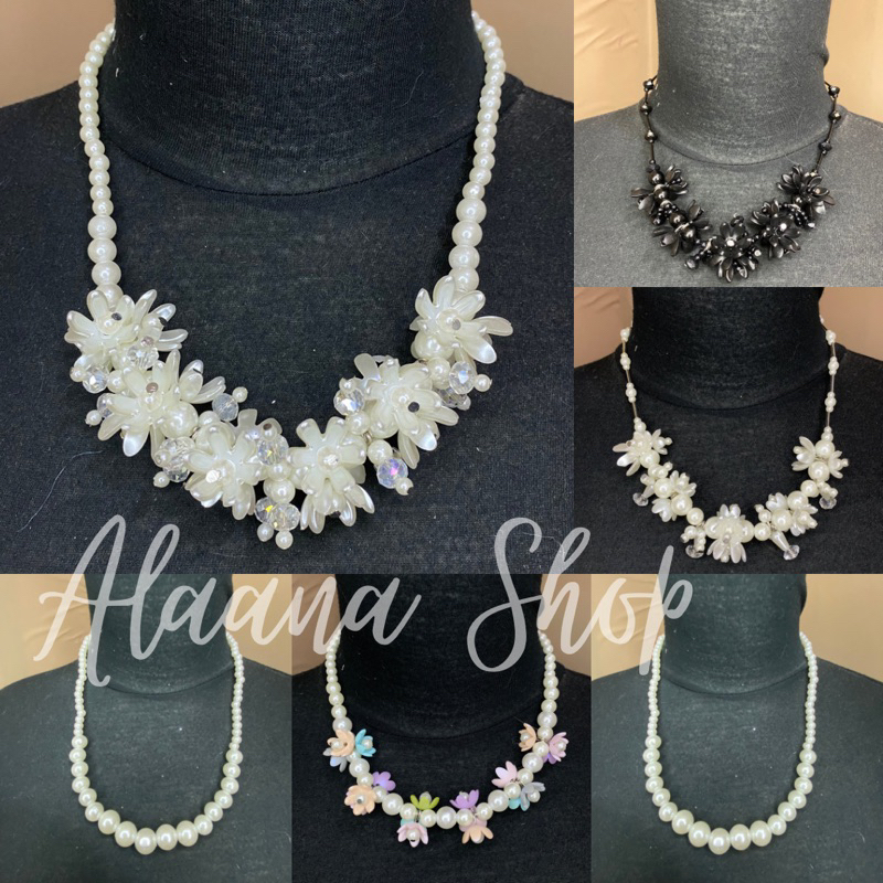PEARL NECKLACE/PREMIUM CRYSTAL BEADS NECKLACE - KALUNG DAILY HIJAB MURAH/KALUNG MUTIARA STAINLESS ST