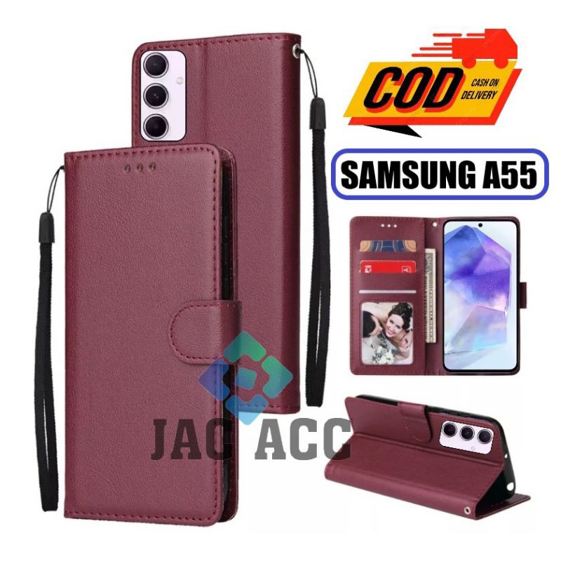 FLIP CASE HP PREMIUM UNTUK SAMSUNG A55 LEATHER FLIP CASE PREMIUM UNTUK SAMSUNG GALAXY A55
