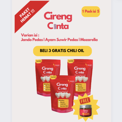 

Cireng Cinta - ( PAKET PUAS ) Cireng isi ayam suwir pedas, jando pedas dan keju mozarella