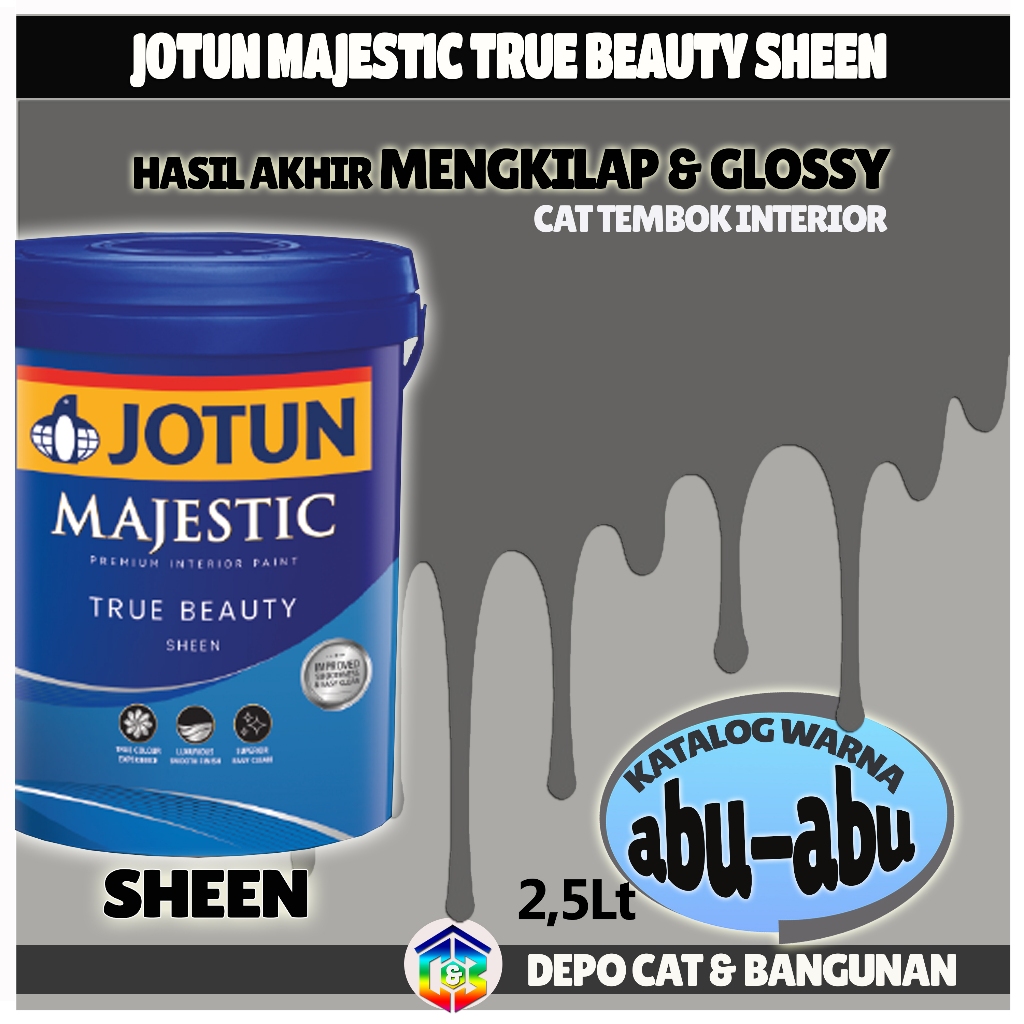 CAT TEMBOK INTERIOR JOTUN MAJESTIC SHEEN 2,5LTR VARIAN WARNA ABU-ABU