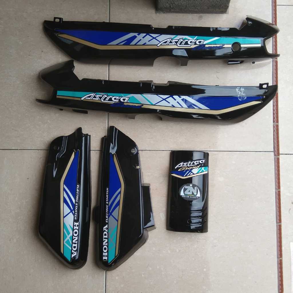 Cover bodi honda grand bulus 91 92 cover samping grand bodi body grand bulus set striping biru gold 