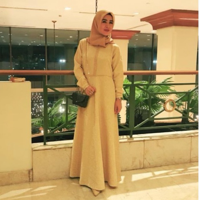 dress kuning brokat second