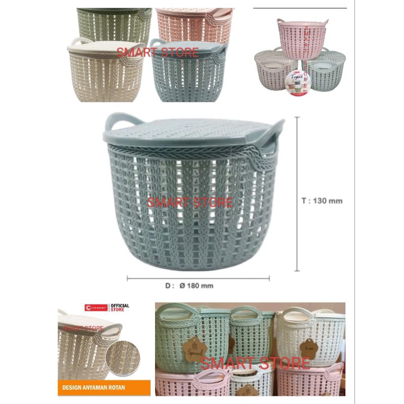 PAKET 1 LUSIN MIX WARNA Keranjang Serbaguna tutup Keranjang Topas tutup Keranjang serbaguna plus