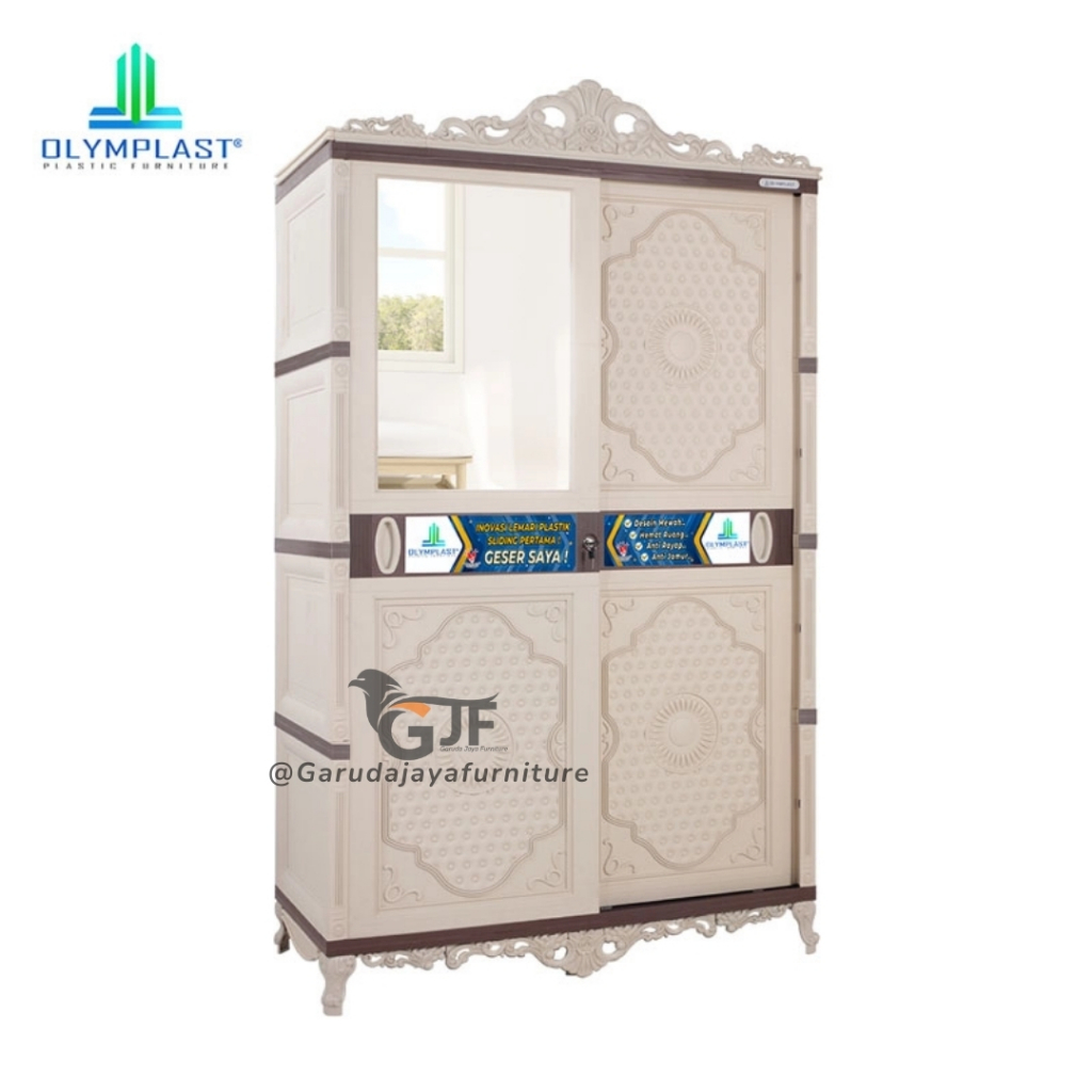 LEMARI PLASTIK SLIDING GESER OLYMPLAST CLASSIC UKIR / LEMARI PAKAIAN PLASTIK GESER UKIRAN OLYMPLAST 