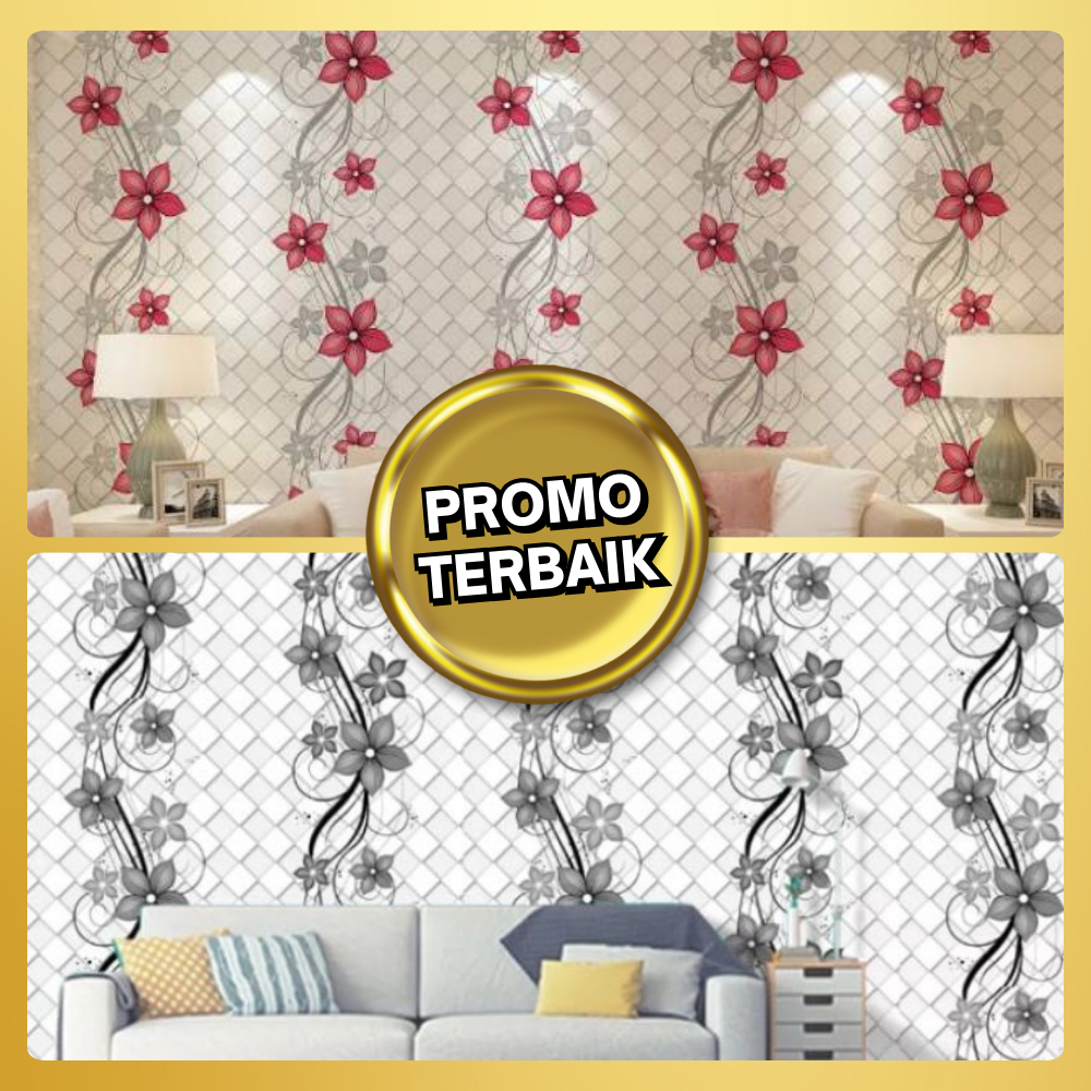 PROMO TERBAIK - Wallpaper Dinding Ruang Tamu Minimalis Motif Bunga Pita Wallpaper Dinding Kamar