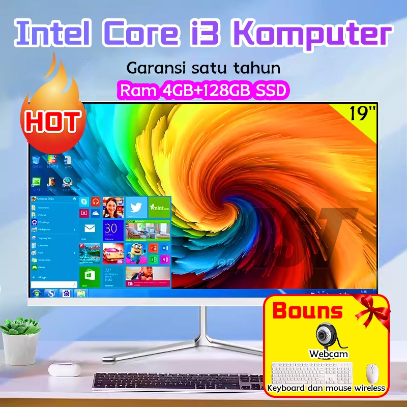 AST Komputer all-in-one PC core i5/i7,pc baru,22''/24'',Ram 8G+512GB SSD,gaming Windows 10+office-19‘’i3-2120 4G+128G