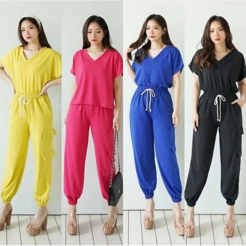 JC88 - (SALE) Kyoto One Set - Stelan Wanita Cargo Jogger Premium