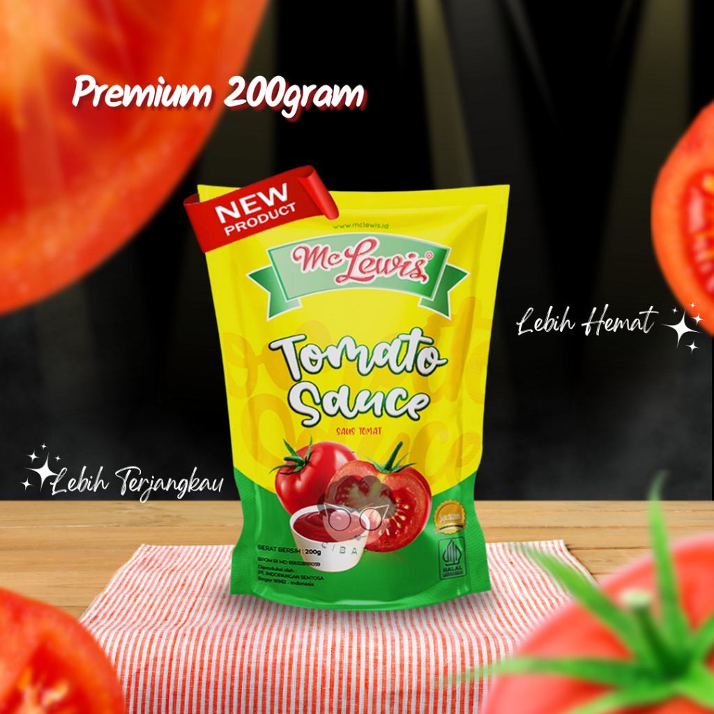 

Mc Lewis Tomato Ketchup Premium 200gram / Saus Tomat Premium 200gram / Kemasan Pouch Berdiri