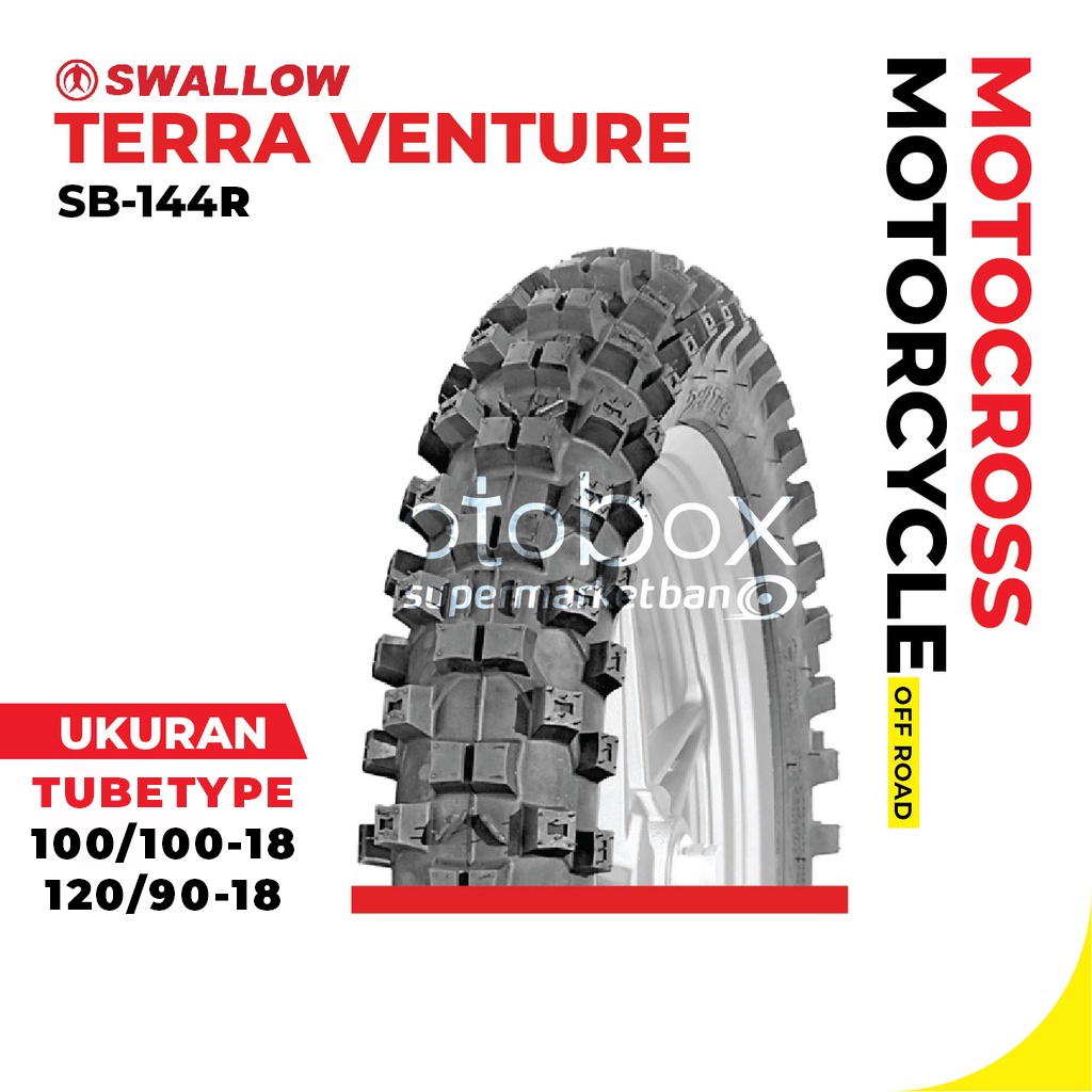 Ban Luar Motor Trail Swallow SB-144R Terra Venture Trail Ukuran 100/100 120/90 Ring 18 Tubetype