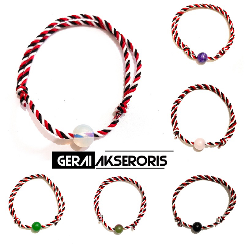 Gelang Tridatu mix Batu Alam satuan (Rezeki, Kesehatan, kebijaksanaan, Cinta)