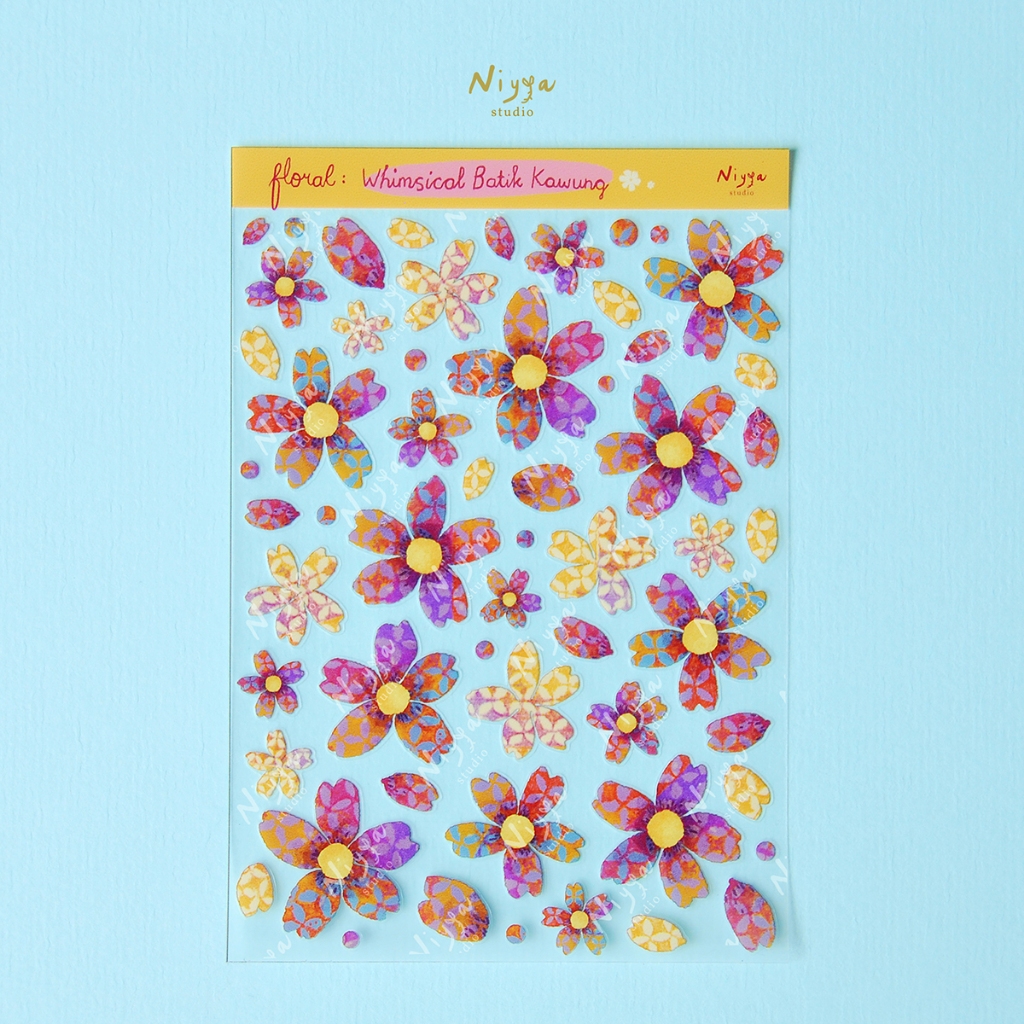 

Floral Whimsical Batik Kawung Sticker Sheet | Botanical Sticker | Journaling Decor | Scrapbooking