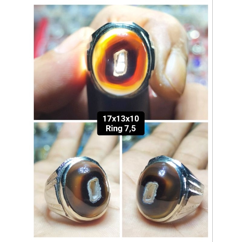 Cincin pria natural akik combong yaman wulung