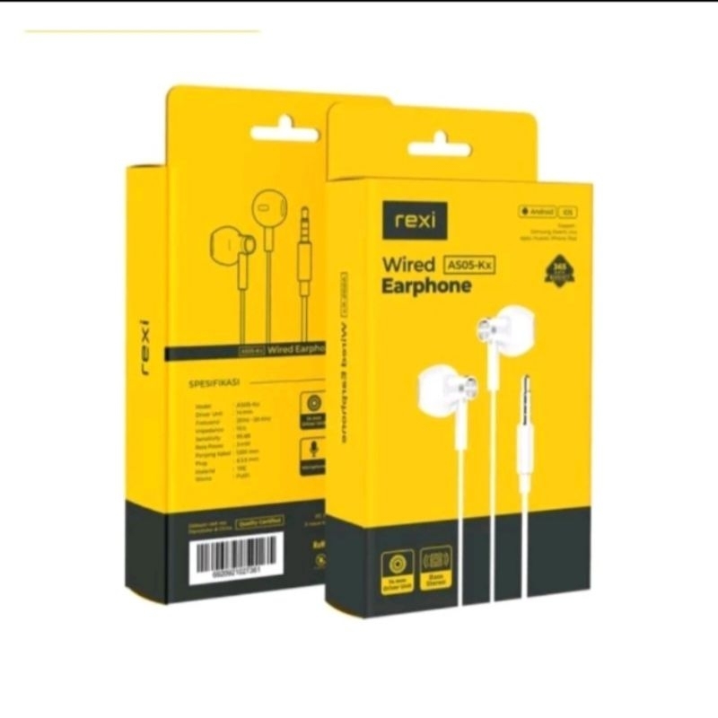 Rexi AS05-Kx Headset Wired Bass Streo , Earphone As05k
