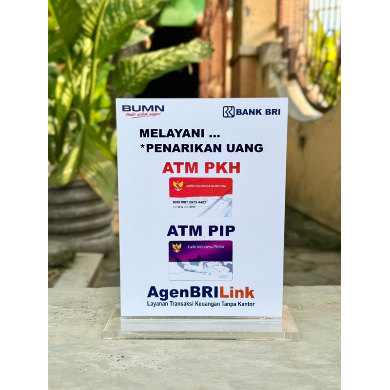 

AGEN BRILINK BRI AKRILIK INFO LAYANAN ATM PKH KIP UKURAN 15x20CM BAHAN TEBAL