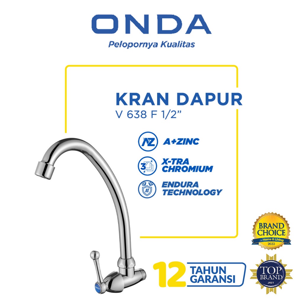 ONDA Kran Dapur Cuci Piring Angsa Tembok Kaku V 638 F 1/2”