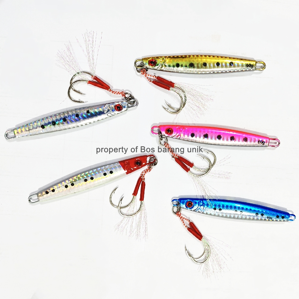 Saelaris_ Umpan Pancing Metal Jig Jig Coro Gid 20Gr 30G 40 Gram 60Gram 100 Gr Dapat Kail Double