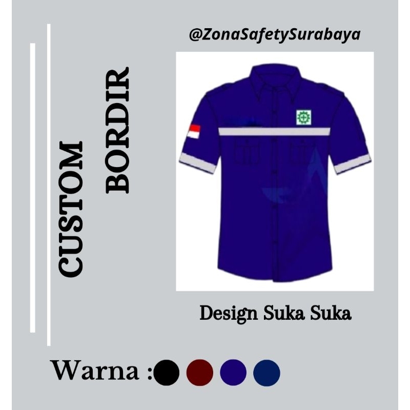 Custom Bordir Seragam Safety Lengan Pendek Seragam Kerja Safety Lengan Pendek Outdoor