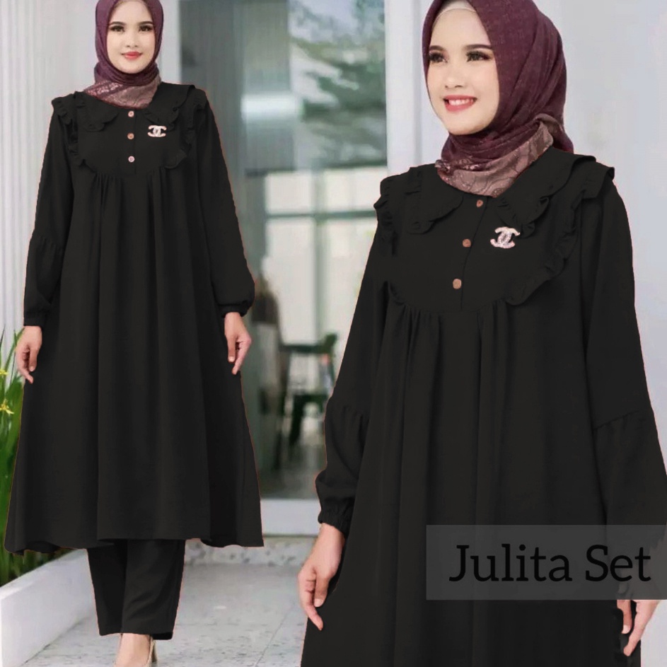 Get Buy  Julita Set Rayon Premium Set Wanita Busui Kancing Depan