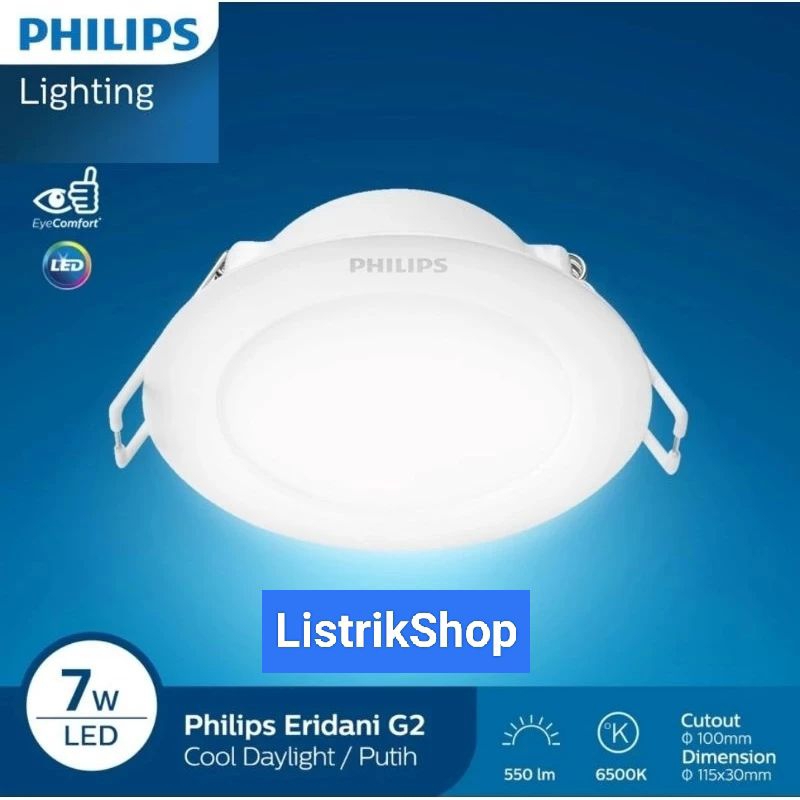 Philips Eridani Downlight Led 7 Watt DL190B D100