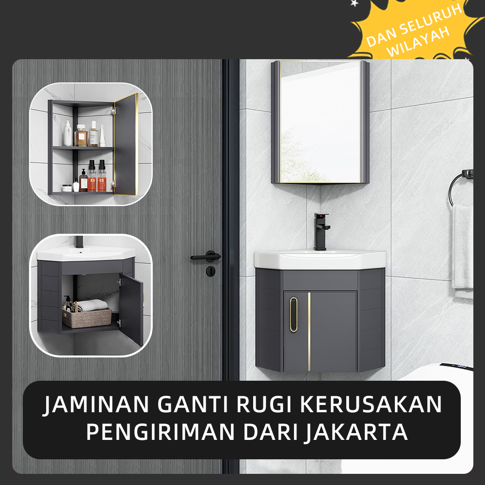 Kabinet kamar mandi segitiga Wastafel kabinet wastafel aluminium wastafel kecil wastafel gantung Lem