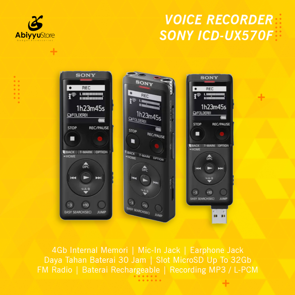 Alat Perekam Rekam Suara Sony ICD-UX570F Rekaman Audio Voice Recorder