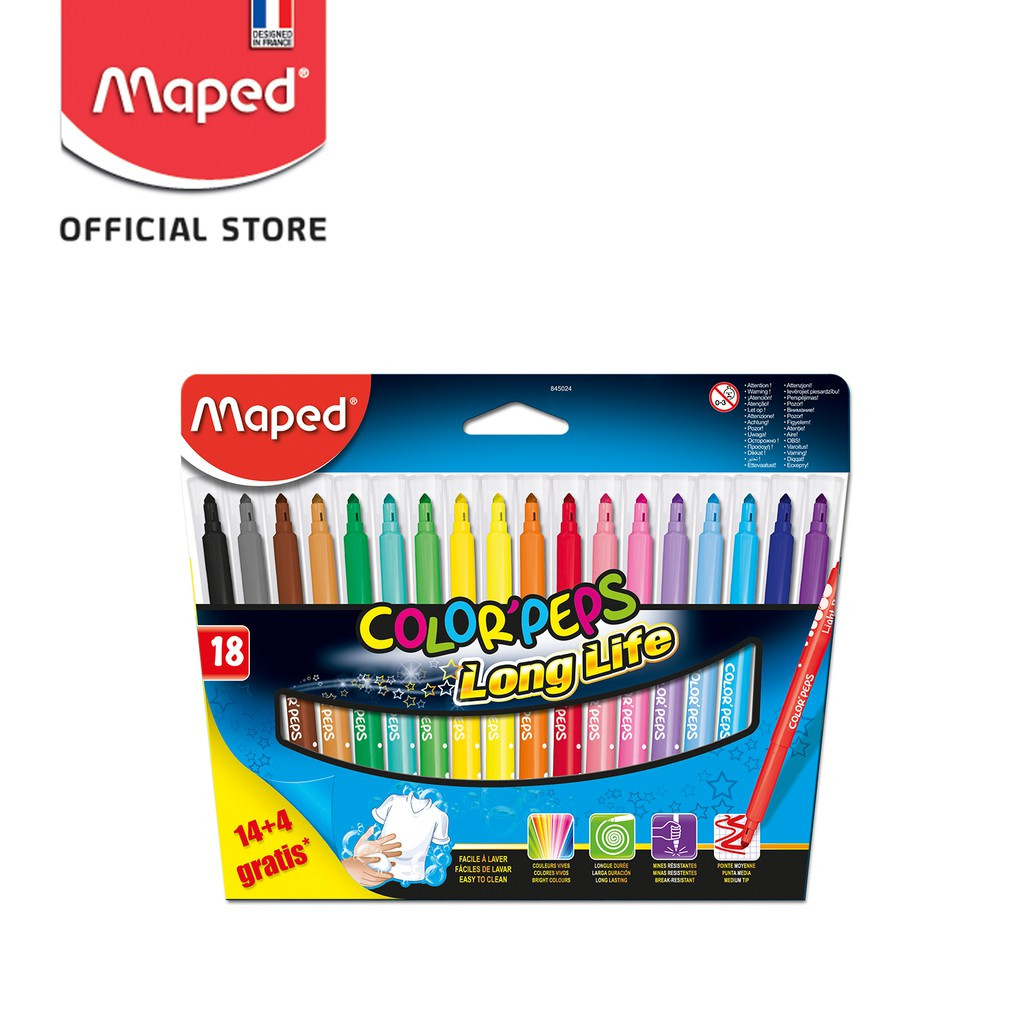 

Maped Spidol Felt Pen set 14+4 - Cardboard Box