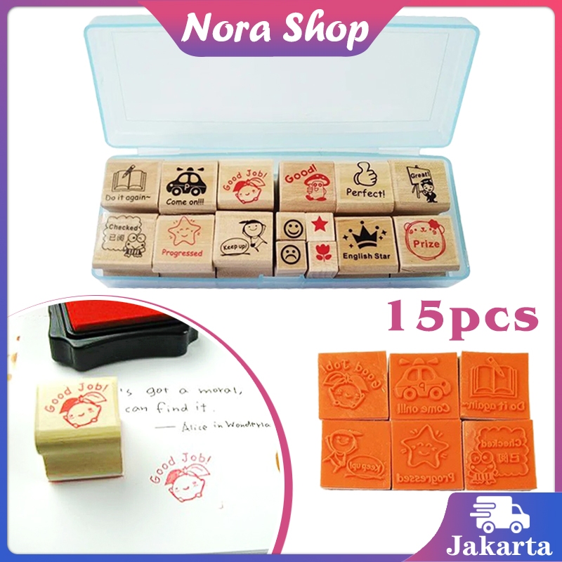 

15pcs Reward Stamp Mainan Anak Mini Stempel Guru Stamp Motivasi Untuk Giat Belajar